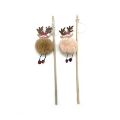 Jouet de Noël pour chat canne à pêche peluche renne XL Bubimex - 70 cm