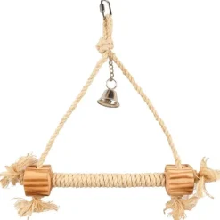 Jouet oiseau triangle coloris noir en corde naturelle