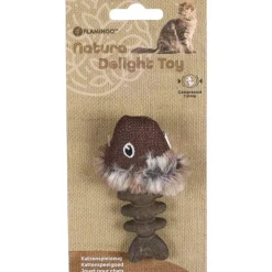 Jouet pour chat marron Flamingo Natura Delight Catnip Poisson - 9 cm