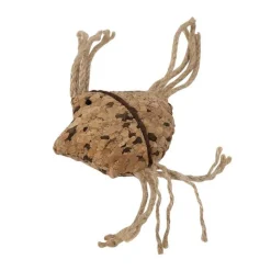 Jouet pour chat poisson en liège avec corde 9x7 cm