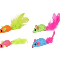 Jouet pour chat souris avec plumes Flamingo - 10 cm
