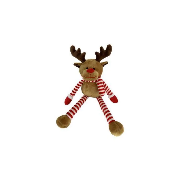 Jouet pour chien coloris marron et rouge peluche de Noël renne Bubimex - 30 cm