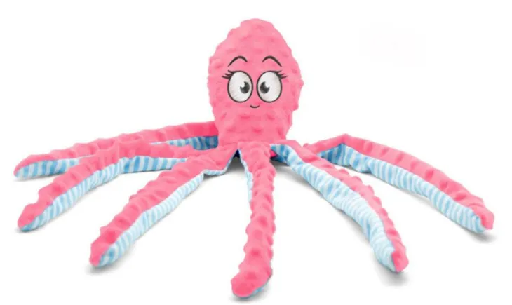 Jouet pour chien coloris rose peluche pieuvre Bubimex - 45 cm