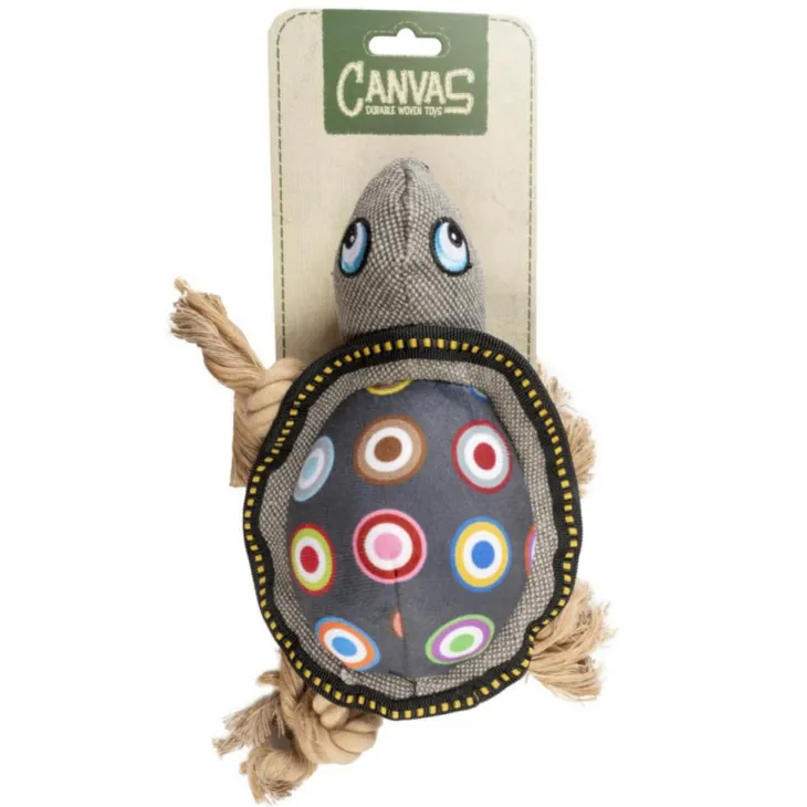 Jouet pour chien coloris multicolore peluche tortue Duvoplus Canvas - 27 x 21 x 10 cm