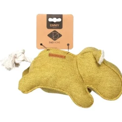 Jouet pour chien Emmy hippopotame tissu jaune 34x14x12 cm