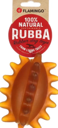 Jouet pour chien en caoutchouc naturel coloris marron rugby avec épines Flamingo Rubba - Taille 12,5 x 7,5 x 7,5 cm