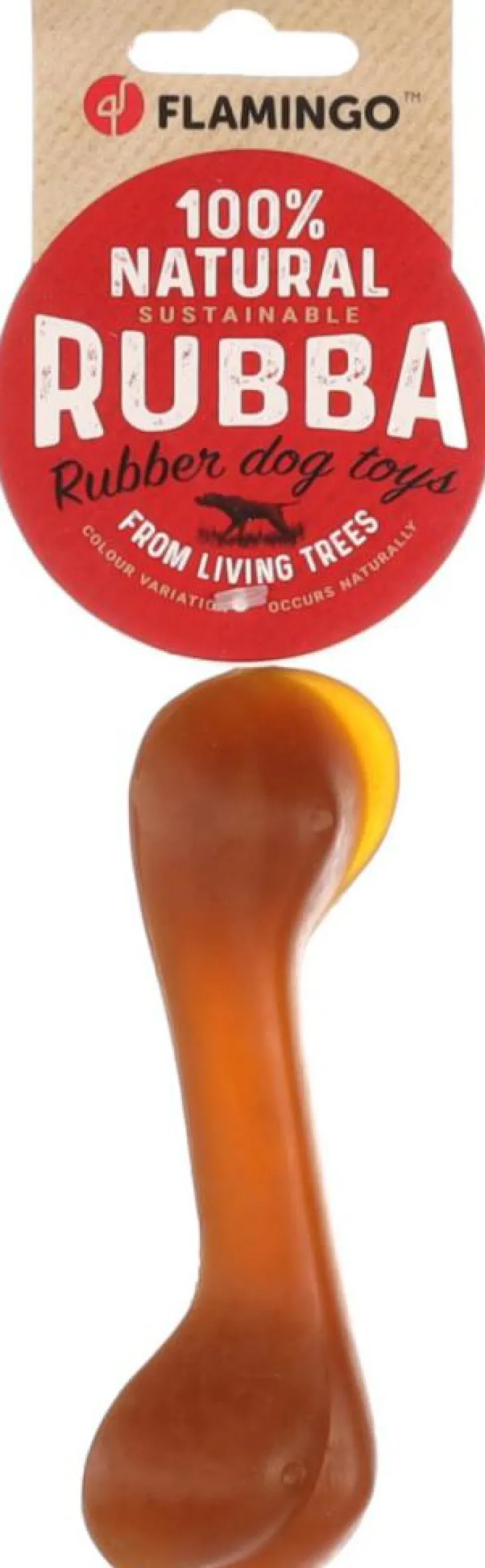 Jouet pour chien en caoutchouc naturel coloris marron os Flamingo Rubba - Taille 14 x 5,5 x 3,8 cm