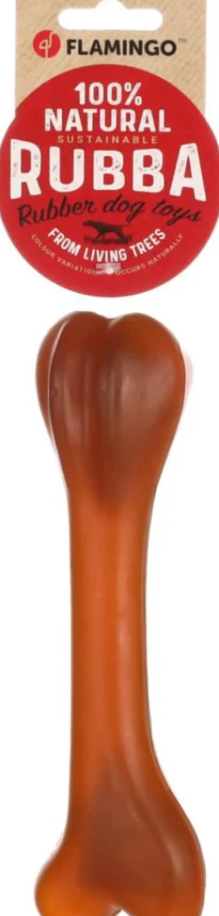 Jouet pour chien en caoutchouc naturel coloris marron os Flamingo Rubba - Taille 21 x 6,1 x 4,5 cm