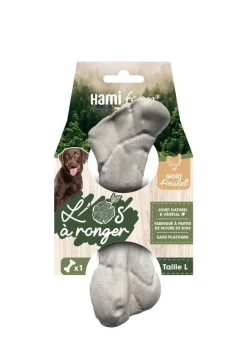 Jouet pour chien os à ronger goût poulet naturel et végétal Hami form - Taille L