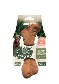 Jouet pour chien os à ronger goût bacon naturel et végétal Hami form - Taille L