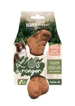 Jouet pour chien os à ronger goût bacon naturel et végétal Hami form - Taille M