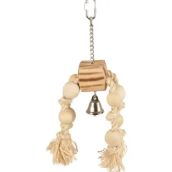 Jouet pour oiseaux pendentif en bois et corde