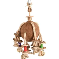 Jouet pour perroquet coloris beige en coco Flamingo BBQ – 42 cm