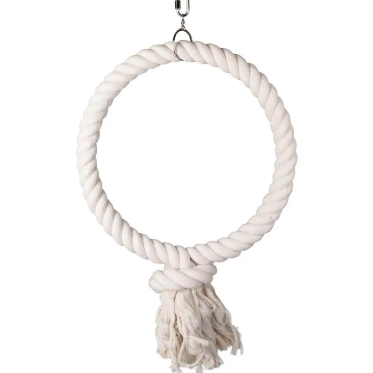 Jouet pour perroquet coloris crème en coton Flamingo Hakan brosse anneau naturel – Taille XL