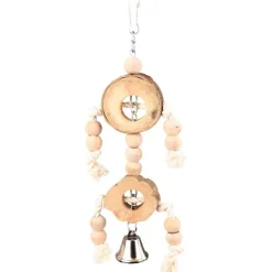 Jouet pour perroquet en bois Flamingo pendentif avec barres – 38 cm