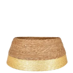 Jupe de sapin de Noël en jacinthe d’eau naturelle avec bordure or Mica Decorations - Ø 58 x H 26 cm