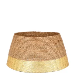 Jupe de sapin de Noël en jacinthe d’eau naturelle avec bordure or Mica Decorations - Ø 50 x H 26 cm