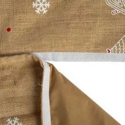 Jupe de sapin en jute beige décor maisons blanches - Ø 120 cm