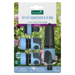 Kit de connexion Ø 15 mm botanic® pour tuyaux Ø 12,5 / 15 mm avec lance d'arrosage