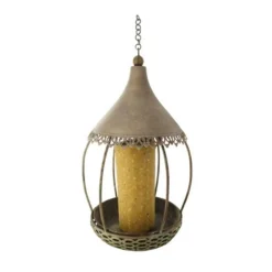 Kit de mangeoire carrousel gris en métal et cylindre Ø 20 x 32 cm