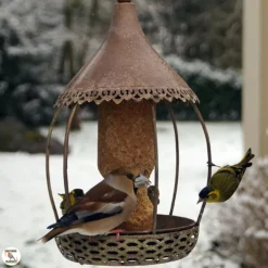 Kit de mangeoire carrousel gris en métal et cylindre Ø 20 x 32 cm