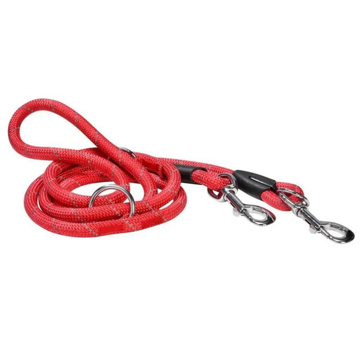 Laisse pour chien coloris rouge en nylon rond Bobby Walk 3 positions – Taille unique