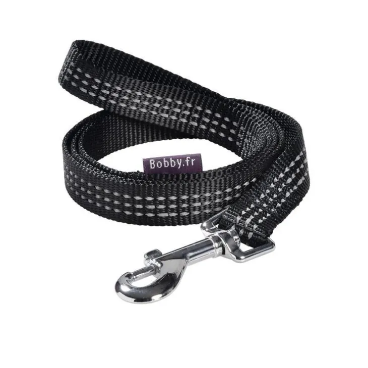 Laisse pour chien coloris noir en nylon tressé Bobby Safe – Taille L