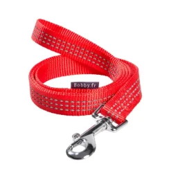 Laisse pour chien en nylon tressé coloris rouge Bobby Safe - Taille S/M