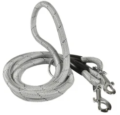 Laisse pour chien en nylon rond coloris gris 3 positions Bobby Walk - 189 cm