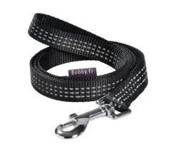 Laisse pour chien en nylon tressé coloris noir Bobby Safe 20 mm - Taille M
