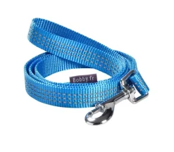 Laisse pour chien en nylon tressé coloris bleu Bobby Safe 25 mm - Taille L