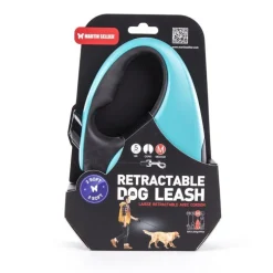 Laisse rétractable 2 Soft cordon coloris noir et turquoise - M