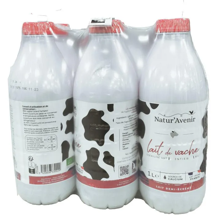 Lait de vache entier stérilisé UHT Natur'Avenir - 6 x 1 L