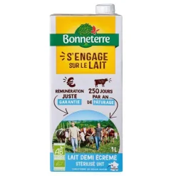 Lait demi-écrémé Bonneterre 1L