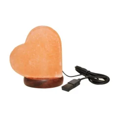 Lampe à sel en forme de cœur avec prise USB - 10 cm