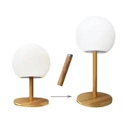 Lampe de table sans fil avec pied ajustable en bambou Luny - Ø 18 x H 28 cm