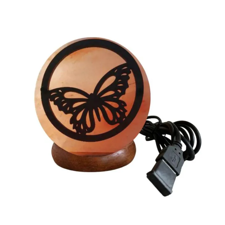 Lampe USB papillon coloris orange au sel d'Himalaya Idea For Project - 700 g