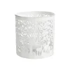 Lanterne à décor forêt en métal blanc ajouré - Ø 17,5 x H 21,5 cm