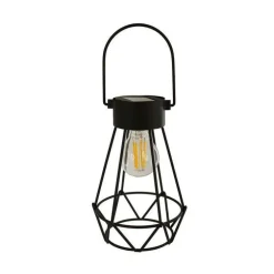 Lanterne Britt métal et verre noir à LED blanc chaud H 17 cm