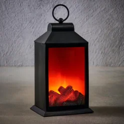 Lanterne cheminée LED blanc chaud coloris blanc - 12 cm