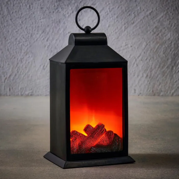 Lanterne cheminée LED blanc chaud coloris blanc - 12 cm