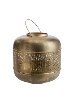 Lanterne cylindre ajourée en métal coloris bronze petit modèle – Ø 29 x H 30 cm