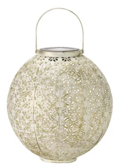 Lanterne Damasquette coloris beige effet blanc froid en métal Smartgarden - 18 x 18 x 18 cm