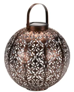 Lanterne Damasquette coloris vert effet blanc froid en métal Smartgarden - 18 x 18 x 18 cm