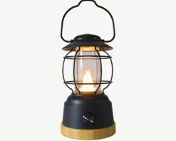 Lanterne en métal noir USB à 12 LED blanc chaud - Ø 12,6 cm x H 22 cm