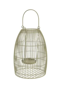 Lanterne filaire en verre et en métal coloris gris - 25 x 25 x 34,5 cm