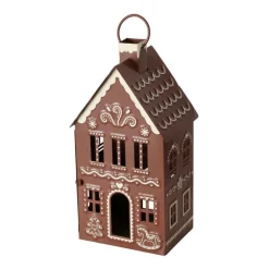 Lanterne forme petite maison en métal marron Ginger - 9 x 7,5 x 14,5 cm