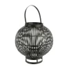 Lanterne ronde sur pied coloris noir en bambou - 35 x 35 x 35 cm
