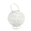 Lanterne ronde sur pied coloris blanc en bambou - 35 x 35 x 35 cm