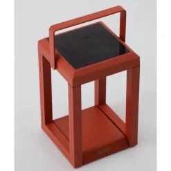 Lanterne solaire en aluminium terracotta Oxalis - 16 x 16 x 25 cm